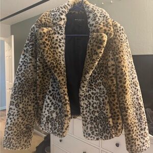 Behnaz Sarafpour Brown Teddy Jacket Plush Cropped Design